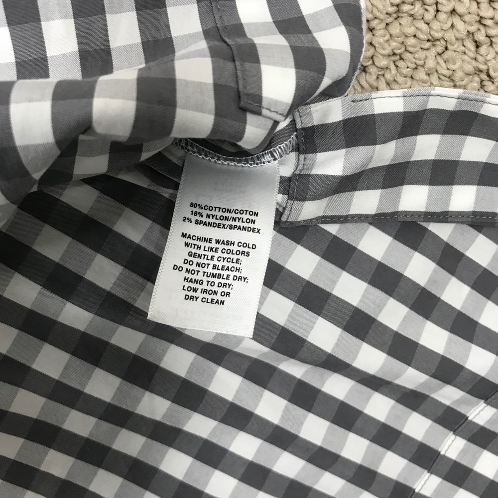 Lafayette 148 New York Grey Gingham Oversized Button Up Shirt XL Cotton Blend - Picture 5 of 8